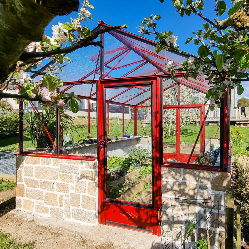 Gewächshaus aus Aluminium und Glas Farbe Lackiert Luxia mit